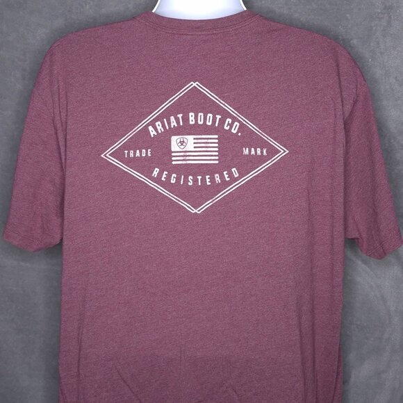 Ariat Boot Co. Mens Graphic T-Shirt XXL Short Sleeve Heathered Maroon Tee - Picture 3 of 5